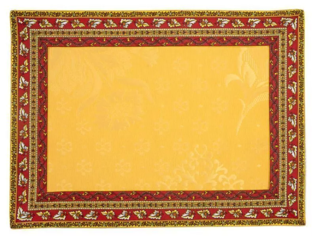 Provence Jacquard tea mat (Avignon red - Delft yellow) - Click Image to Close